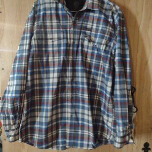Mens xl ATG wrangler snap up shirt blue with multi colors